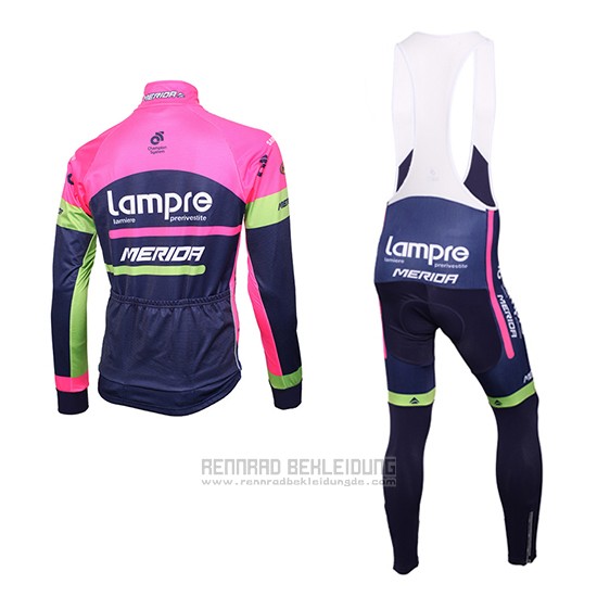 2016 Fahrradbekleidung Lampre Blau und Rosa Trikot Langarm und Tragerhose - zum Schließen ins Bild klicken